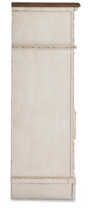 Realyn Two-tone Full Upholstered Panel Bed, Dresser, Mirror, Chest and 2 Nightstands - B743B77