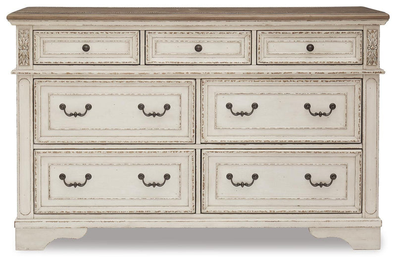 Realyn Two-tone King Panel Bed, Dresser, Chest and 2 Nightstands - B743B75