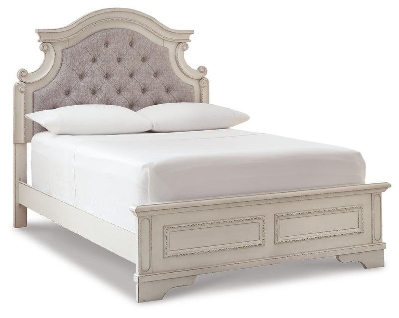 Realyn Two-tone King Panel Bed, Dresser, Mirror and Nightstand - B743B78