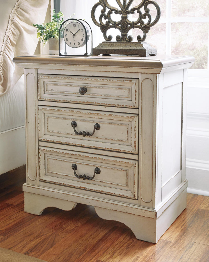 Realyn Two-tone King Panel Bed, Dresser, Mirror, Chest, Vanity and Nightstand - B743B58