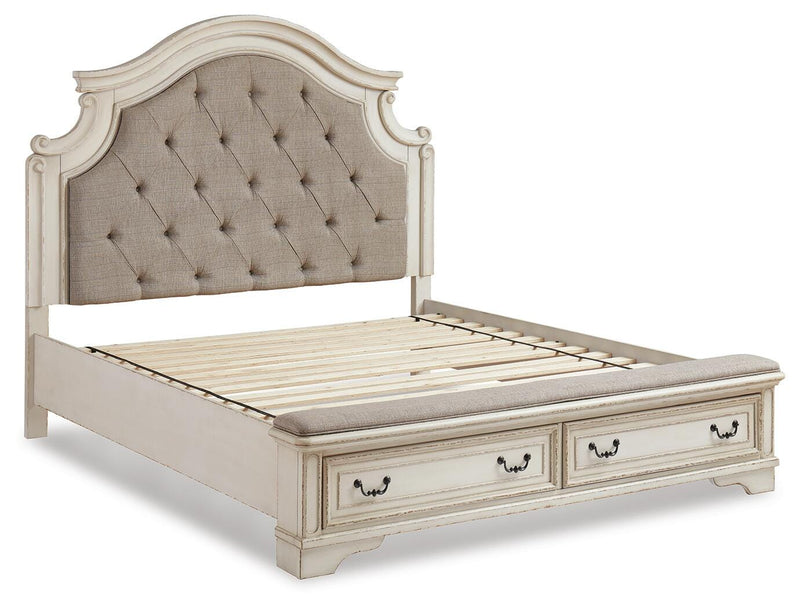Realyn Two-tone King Storage Bed, Chest and 2 Nightstands - B743B50