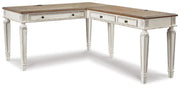 Realyn Two-tone Lift-top Desk, L-shaped Desk and 4 Bookcases - H743H4