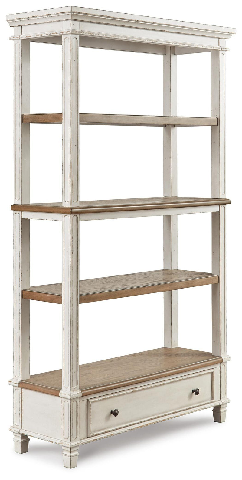 Realyn Two-tone Lift-top Desk, L-shaped Desk and 4 Bookcases - H743H4