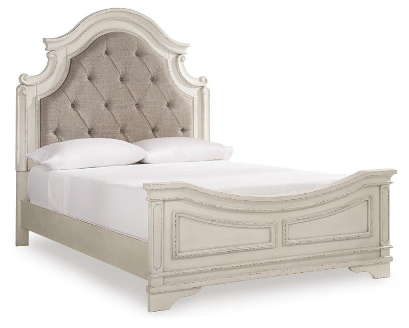 Realyn Two-tone Queen Panel Bed, Dresser, Mirror and Vanity - B743B86