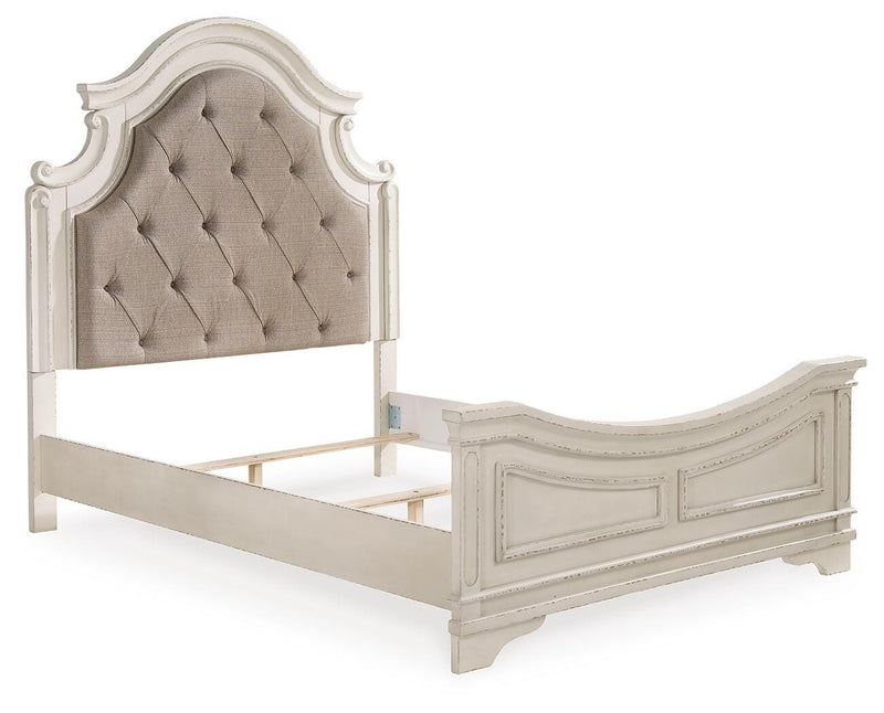 Realyn Two-tone Queen Panel Bed, Dresser, Mirror and Vanity - B743B86