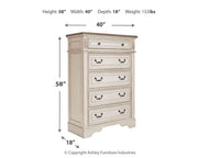 Realyn Two-tone Queen Panel Bed Dresser, Mirror, Chest and Nightstand - B743B82