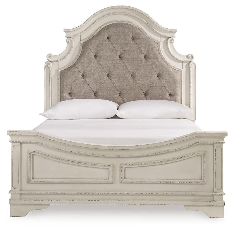 Realyn Two-tone Queen Panel Bed Dresser, Mirror, Chest and Nightstand - B743B82