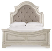 Realyn Two-tone Queen Upholstered Panel Bed and 2 Nightstands - B743B55