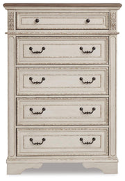 Realyn Two-tone Queen Upholstered Panel Bed and Chest - B743B54