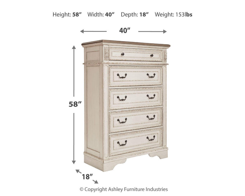 Realyn Two-tone Queen Upholstered Panel Bed and Chest - B743B54