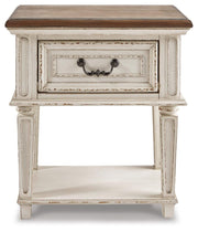 Realyn Two-tone Queen Upholstered Sleigh Bed, Dresser and 2 Nightstands - B743B84