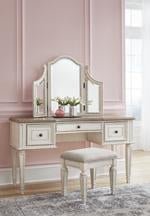 Realyn Two - tone Vanity and Mirror with Stool - Lara FurnitureVanity