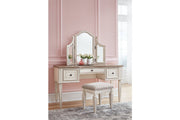 Realyn Two - tone Vanity and Mirror with Stool - Lara FurnitureVanity