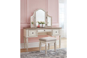 Realyn Two - tone Vanity and Mirror with Stool - Lara FurnitureVanity