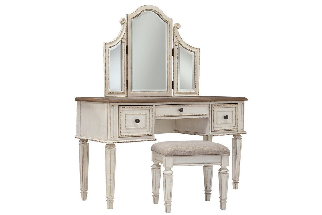 Realyn Two - tone Vanity and Mirror with Stool - Gate FurnitureVanity