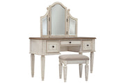 Realyn Two - tone Vanity and Mirror with Stool - Lara FurnitureVanity