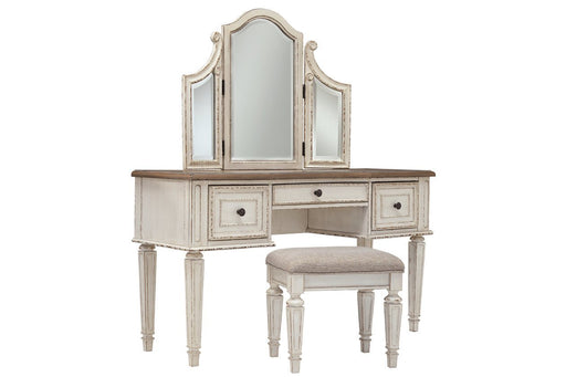 Realyn Two - tone Vanity and Mirror with Stool - Lara FurnitureVanity