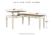 Realyn White/Brown 2 - Piece Home Office Lift Top Desk - Lara FurnitureOffice Desk