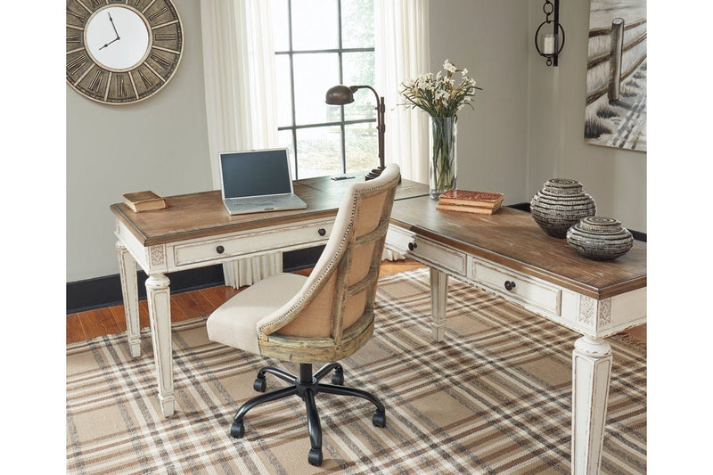 Realyn White/Brown 2 - Piece Home Office Lift Top Desk - Lara FurnitureOffice Desk