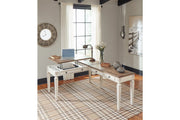 Realyn White/Brown 2 - Piece Home Office Lift Top Desk - Lara FurnitureOffice Desk