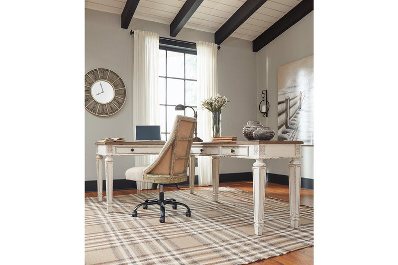 Realyn White/Brown 2 - Piece Home Office Lift Top Desk - Lara FurnitureOffice Desk
