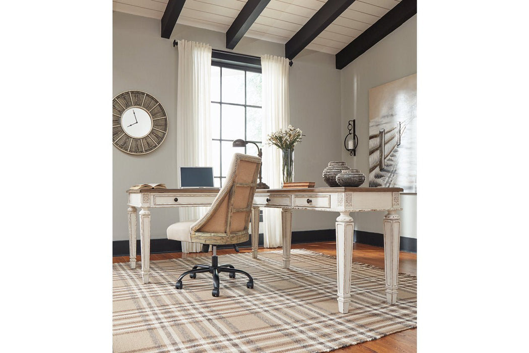 Realyn White/Brown 2 - Piece Home Office Lift Top Desk - Gate FurnitureOffice Desk