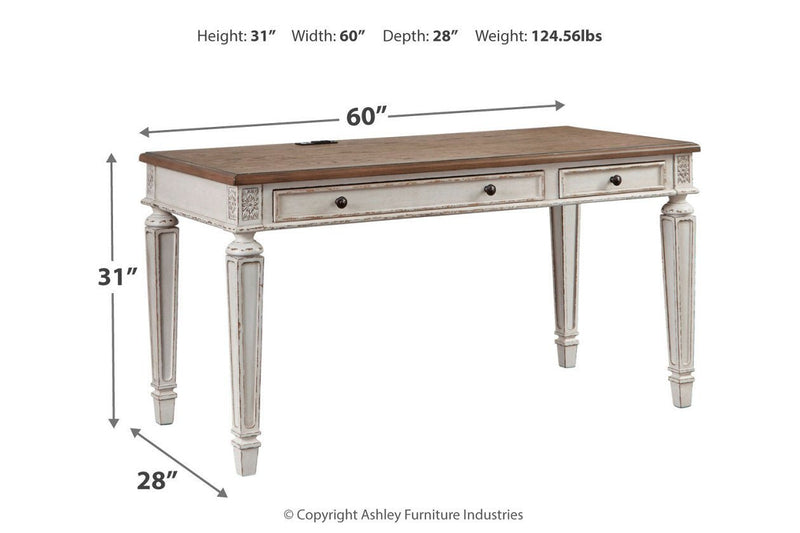 Realyn White/Brown 60" Home Office Desk - Lara FurnitureOffice Desks
