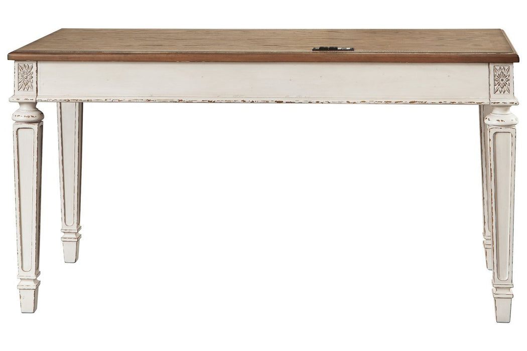 Realyn White/Brown 60" Home Office Desk - Gate FurnitureOffice Desks