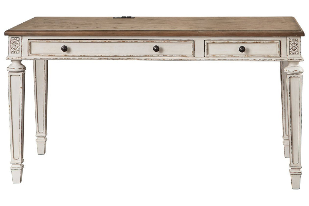 Realyn White/Brown 60" Home Office Desk - Gate FurnitureOffice Desks