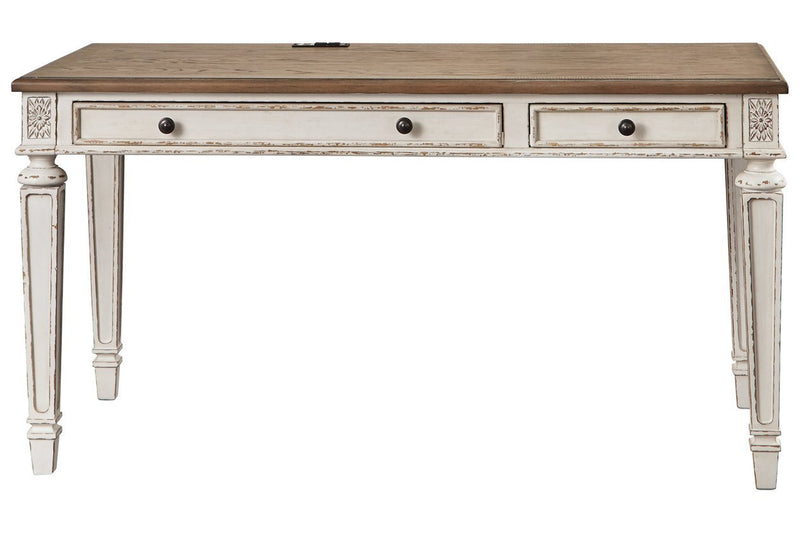 Realyn White/Brown 60" Home Office Desk - Lara FurnitureOffice Desks