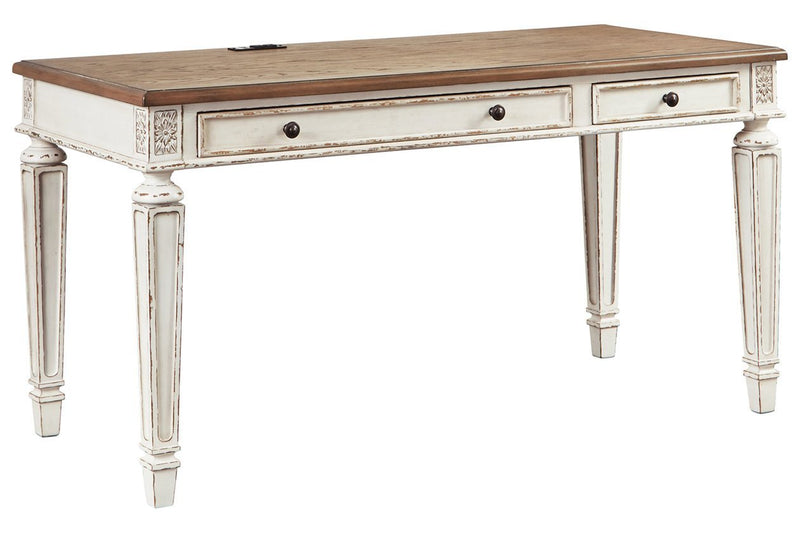 Realyn White/Brown 60" Home Office Desk - Lara FurnitureOffice Desks