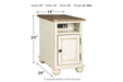 Realyn White/Brown Chairside End Table - Gate FurnitureEnd Table Chair Side