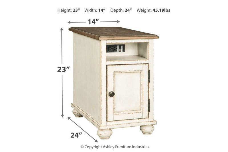 Realyn White/Brown Chairside End Table - Lara FurnitureEnd Table Chair Side