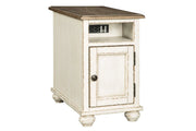 Realyn White/Brown Chairside End Table - Lara FurnitureEnd Table Chair Side