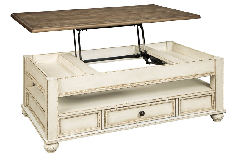 Realyn White/Brown Coffee Table with Lift Top - Lara FurnitureCoffee Table