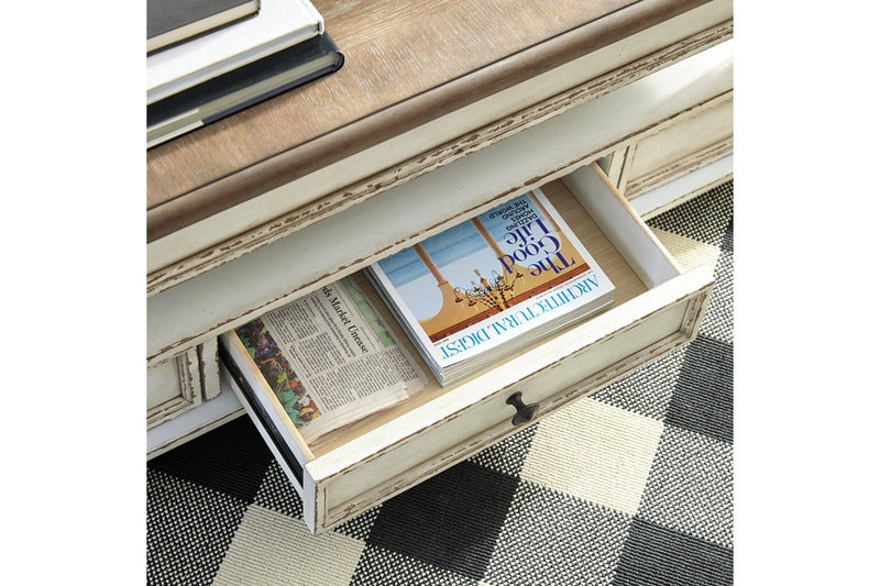 Realyn White/Brown Coffee Table with Lift Top - Lara FurnitureCoffee Table