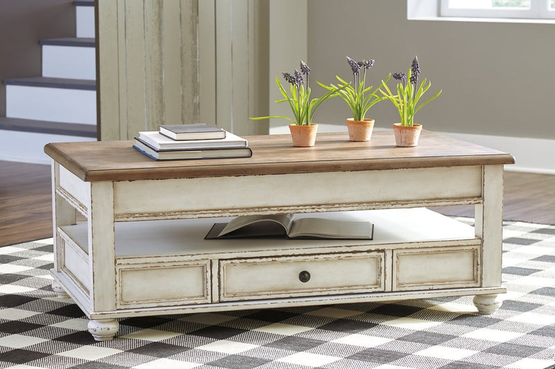 Realyn White/Brown Coffee Table with Lift Top - Lara FurnitureCoffee Table
