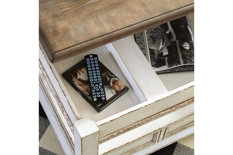 Realyn White/Brown Coffee Table with Lift Top - Lara FurnitureCoffee Table