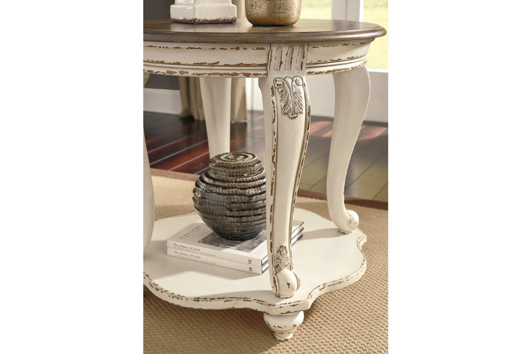 Realyn White/Brown End Table - Gate FurnitureEnd Table