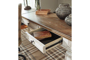 Realyn White/Brown Home Office Lift Top Desk - Lara FurnitureOffice Desks