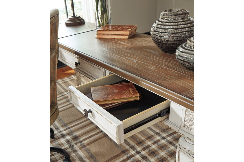 Realyn White/Brown Home Office Lift Top Desk - Lara FurnitureOffice Desks