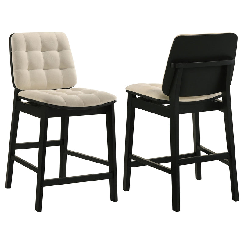 Redbridge Upholstered Counter Chair Cream and Black (Set of 2) - 193959BLK