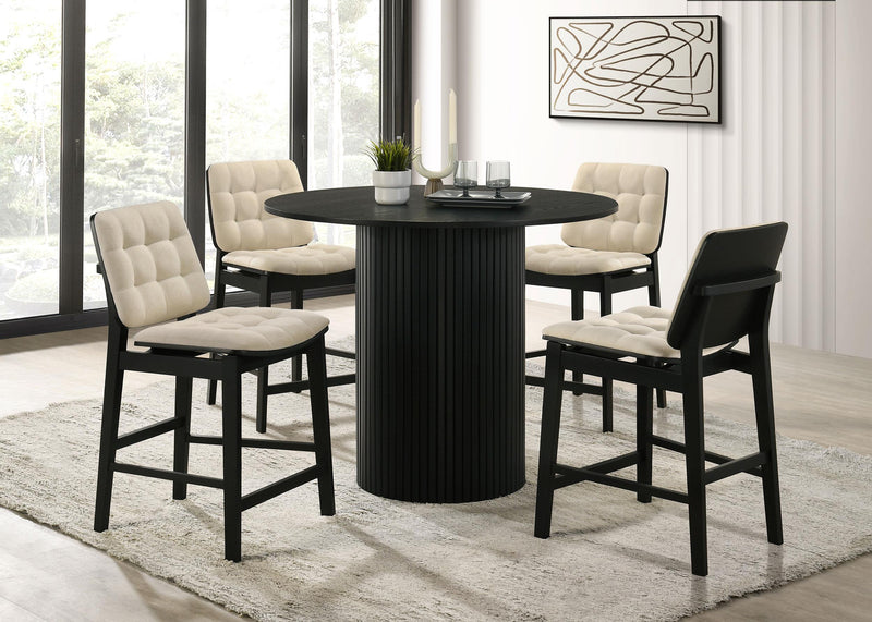 Redbridge Upholstered Counter Chair Cream and Black (Set of 2) - 193959BLK