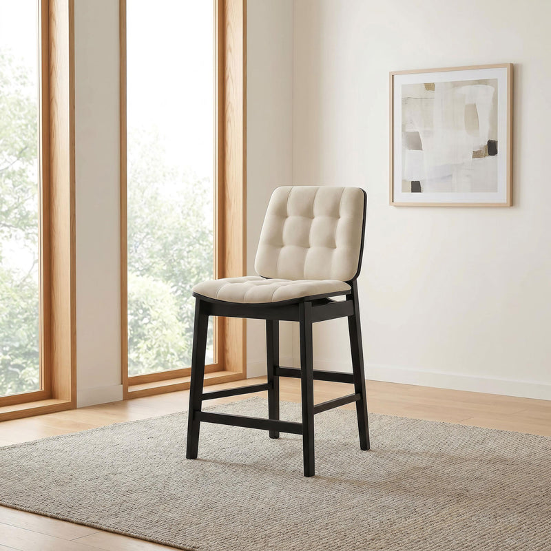 Redbridge Upholstered Counter Chair Cream and Black (Set of 2) - 193959BLK