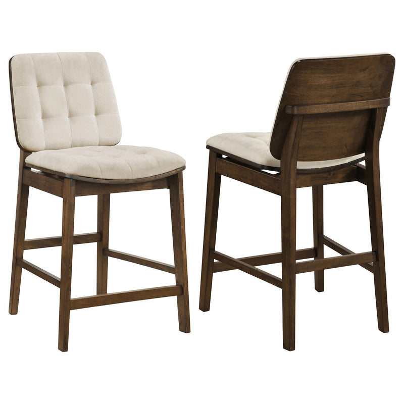 Redbridge Upholstered Counter Chair Cream and Walnut (Set of 2) - 193959WAL