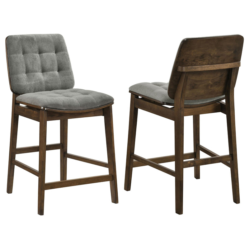 Redbridge Upholstered Counter Chair Grey and Walnut (Set of 2) - 193969WAL
