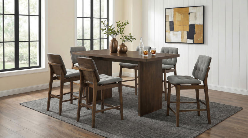 Redbridge Upholstered Counter Chair Grey and Walnut (Set of 2) - 193969WAL
