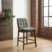 Redbridge Upholstered Counter Chair Grey and Walnut (Set of 2) - 193969WAL
