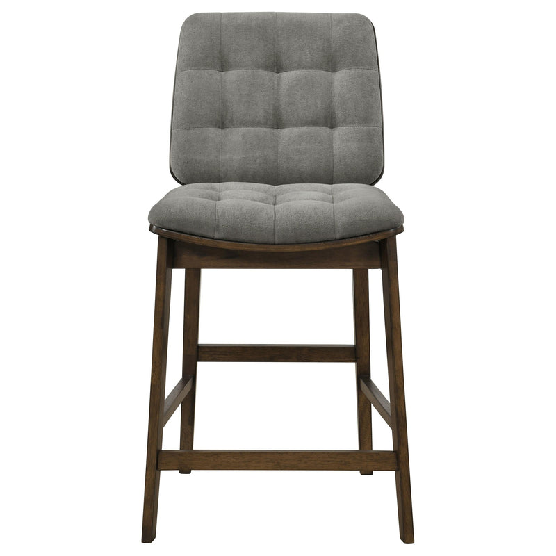 Redbridge Upholstered Counter Chair Grey and Walnut (Set of 2) - 193969WAL