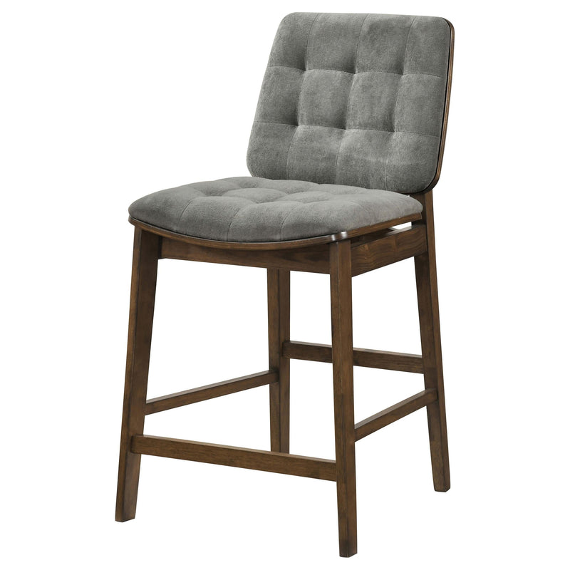 Redbridge Upholstered Counter Chair Grey and Walnut (Set of 2) - 193969WAL